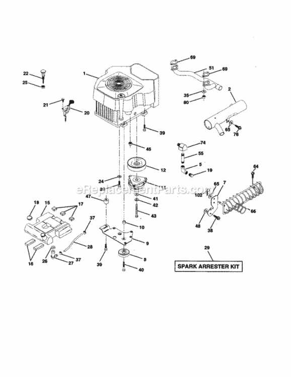 Page H Diagram and Parts List for 917258780  Craftsman Lawn Tractor