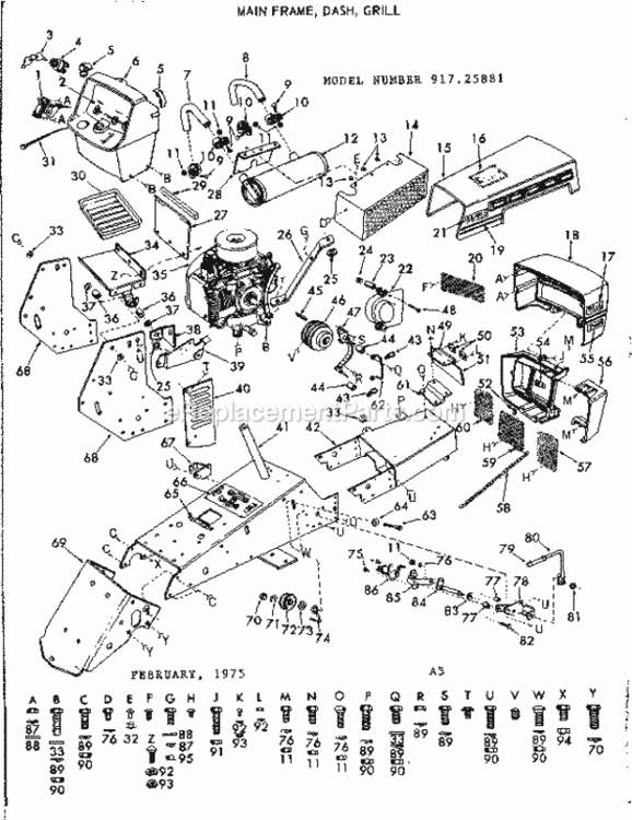 Page A Diagram and Parts List for 91725881  Craftsman Lawn Tractor
