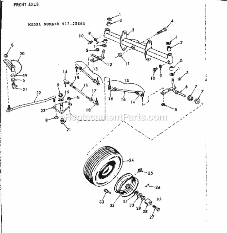 Page B Diagram and Parts List for 91725881  Craftsman Lawn Tractor