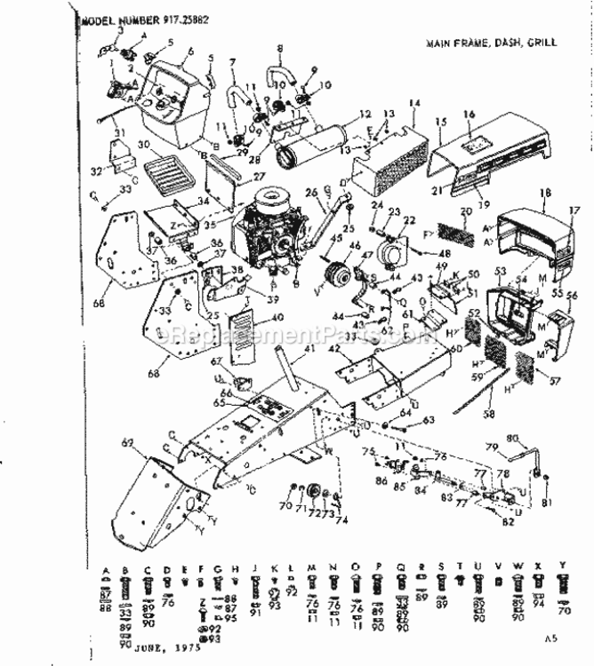 Page A Diagram and Parts List for 91725882  Craftsman Lawn Tractor