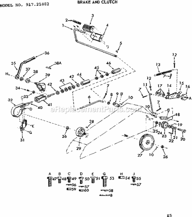 Page E Diagram and Parts List for 91725882  Craftsman Lawn Tractor