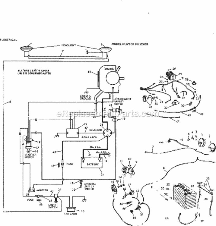 Page E Diagram and Parts List for 91725883  Craftsman Lawn Tractor