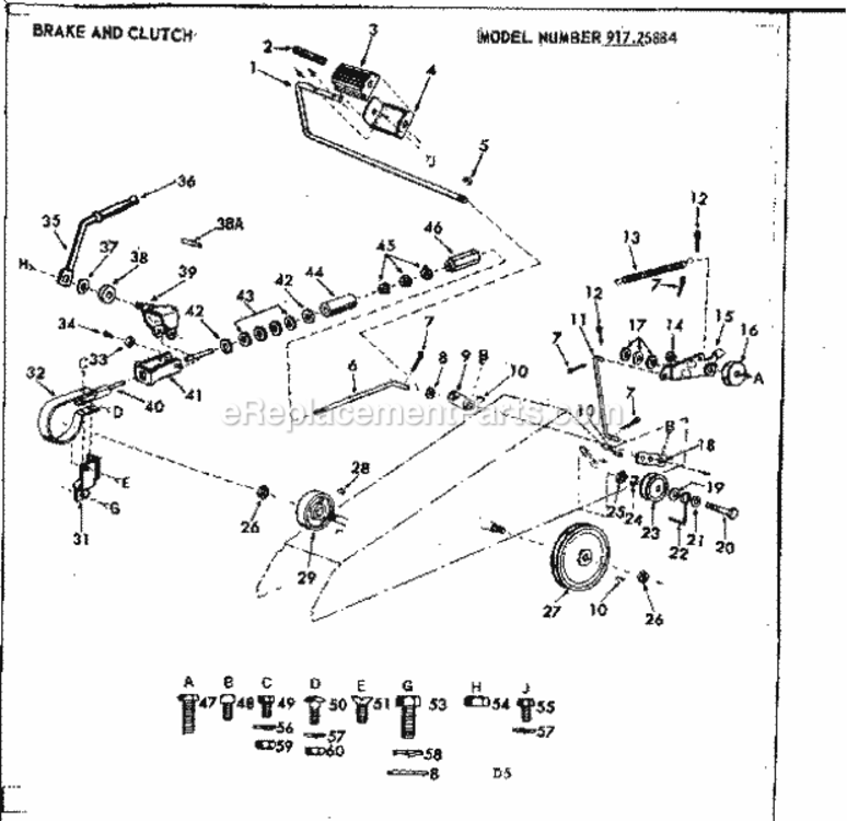 Page D Diagram and Parts List for 91725884  Craftsman Lawn Tractor