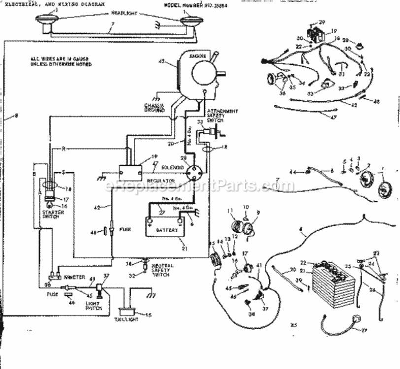 Page E Diagram and Parts List for 91725884  Craftsman Lawn Tractor