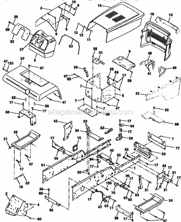 Page B Diagram and Parts List for 917258860  Craftsman Lawn Tractor