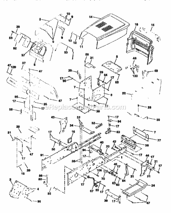 Page B Diagram and Parts List for 917258861  Craftsman Lawn Tractor