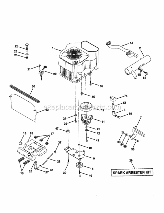 Page E Diagram and Parts List for 917258863  Craftsman Lawn Tractor