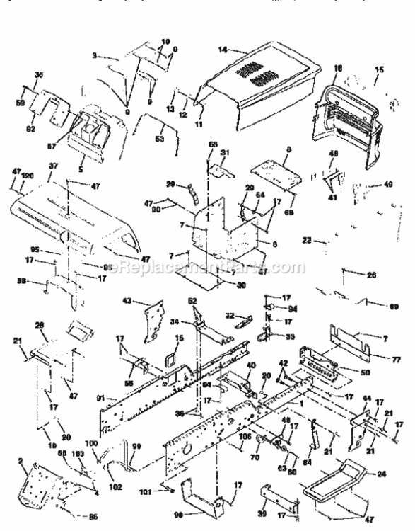 Page B Diagram and Parts List for 917258871  Craftsman Lawn Tractor