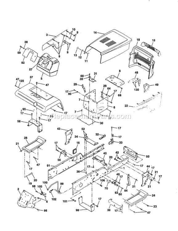 Page B Diagram and Parts List for 917258873  Craftsman Lawn Tractor