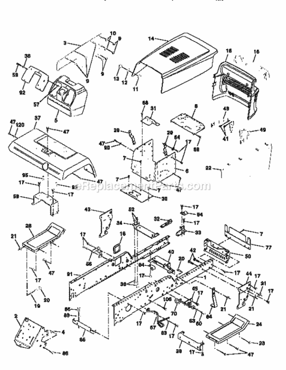 Page B Diagram and Parts List for 917258880  Craftsman Lawn Tractor