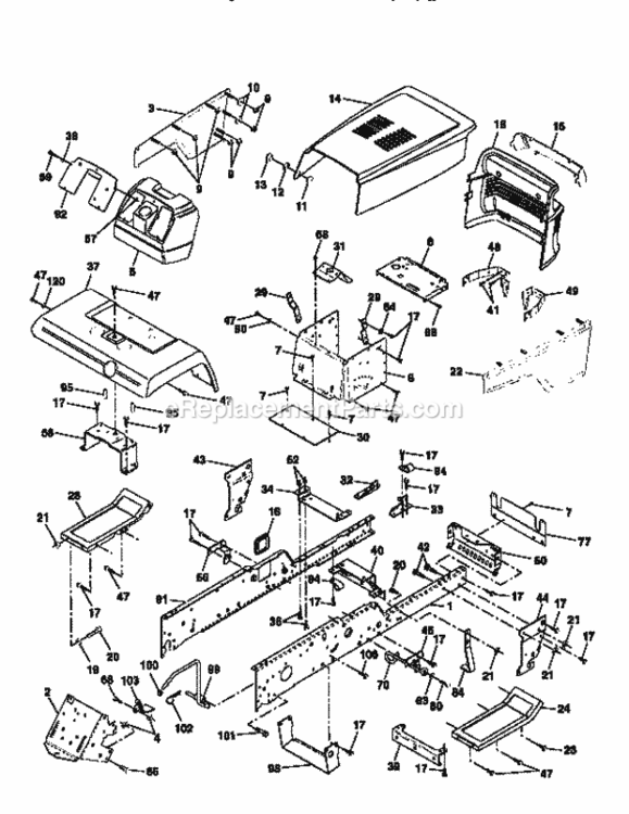 Page B Diagram and Parts List for 917258890  Craftsman Lawn Tractor