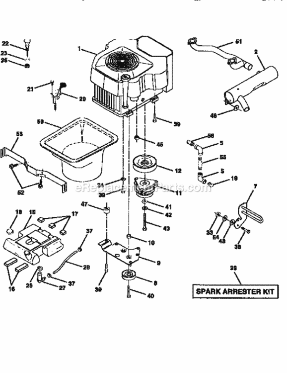 Page E Diagram and Parts List for 917258890  Craftsman Lawn Tractor
