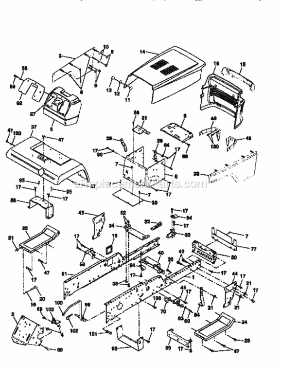 Page B Diagram and Parts List for 917258891  Craftsman Lawn Tractor