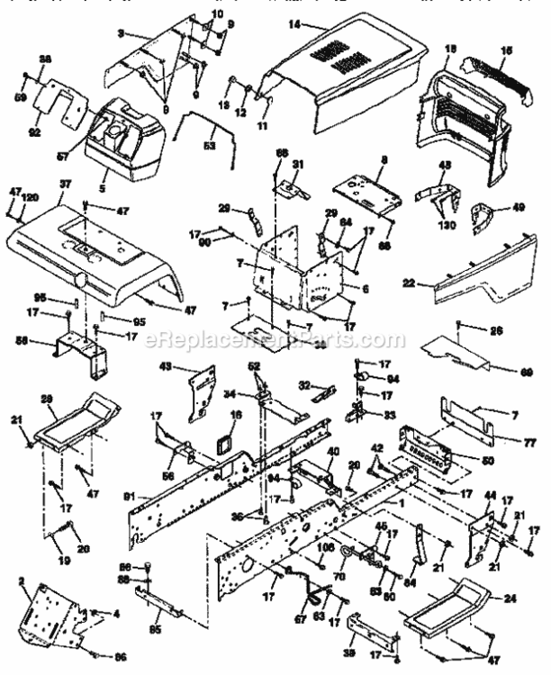 Page B Diagram and Parts List for 917258901  Craftsman Lawn Tractor