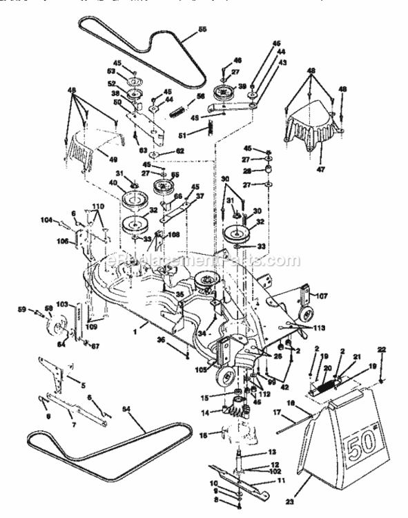 Page J Diagram and Parts List for 917258903  Craftsman Lawn Tractor