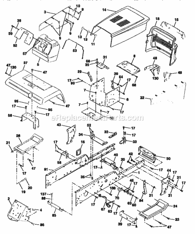 Page B Diagram and Parts List for 917258904  Craftsman Lawn Tractor