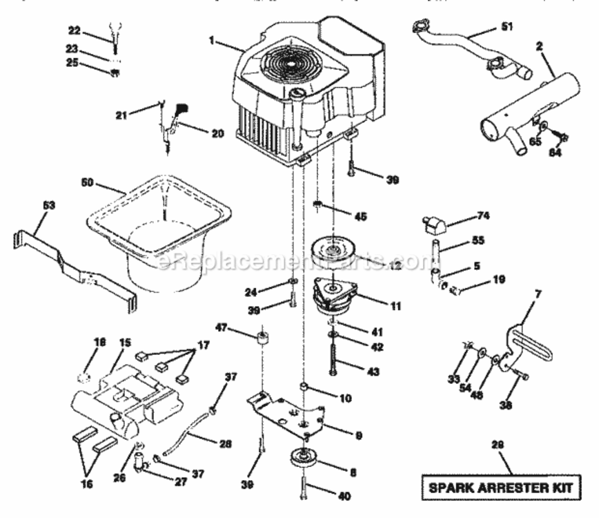 Page E Diagram and Parts List for 917258904  Craftsman Lawn Tractor
