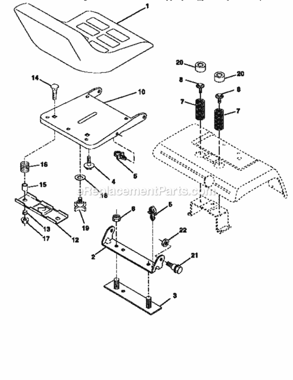Seat_Assembly Diagram and Parts List for 917258910  Craftsman Lawn Tractor
