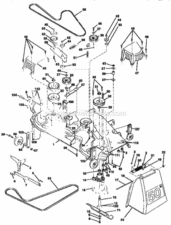 Page J Diagram and Parts List for 917258911  Craftsman Lawn Tractor