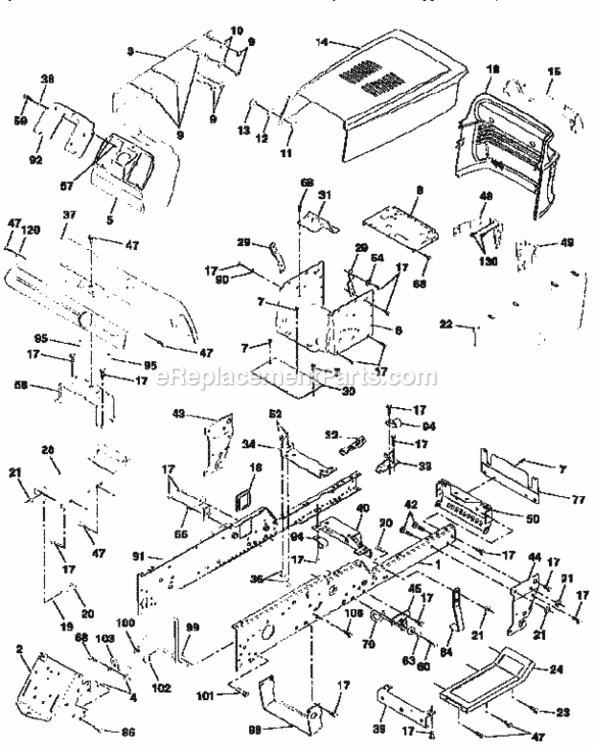 Page B Diagram and Parts List for 917258911  Craftsman Lawn Tractor