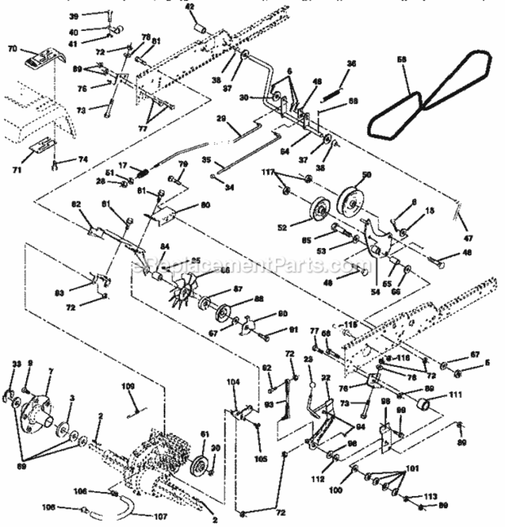 Page C Diagram and Parts List for 917258912  Craftsman Lawn Tractor