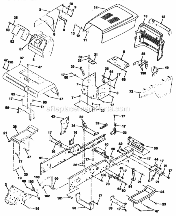 Page B Diagram and Parts List for 917258913  Craftsman Lawn Tractor