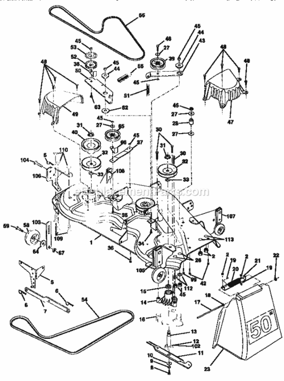 Page H Diagram and Parts List for 917258913  Craftsman Lawn Tractor