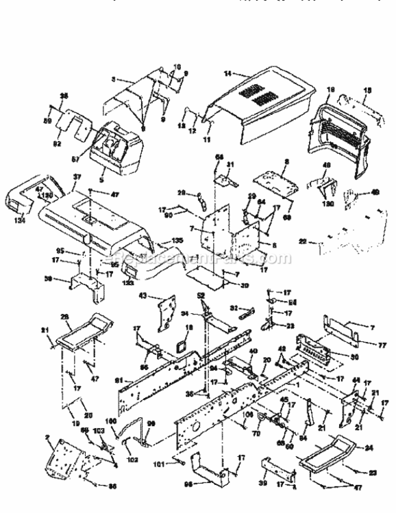 Page B Diagram and Parts List for 917258921  Craftsman Lawn Tractor