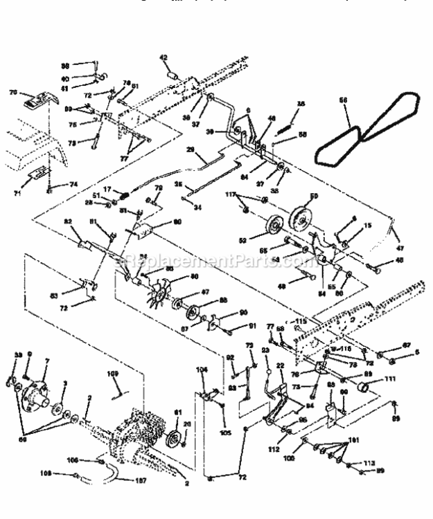 Page C Diagram and Parts List for 917258921  Craftsman Lawn Tractor