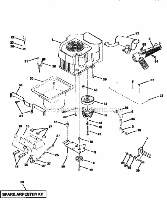Page E Diagram and Parts List for 917258921  Craftsman Lawn Tractor