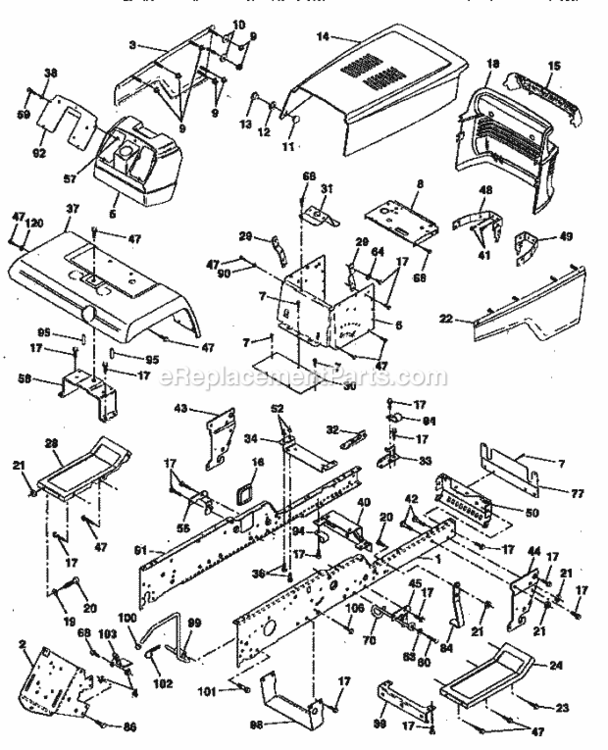 Page B Diagram and Parts List for 917258970  Craftsman Lawn Tractor