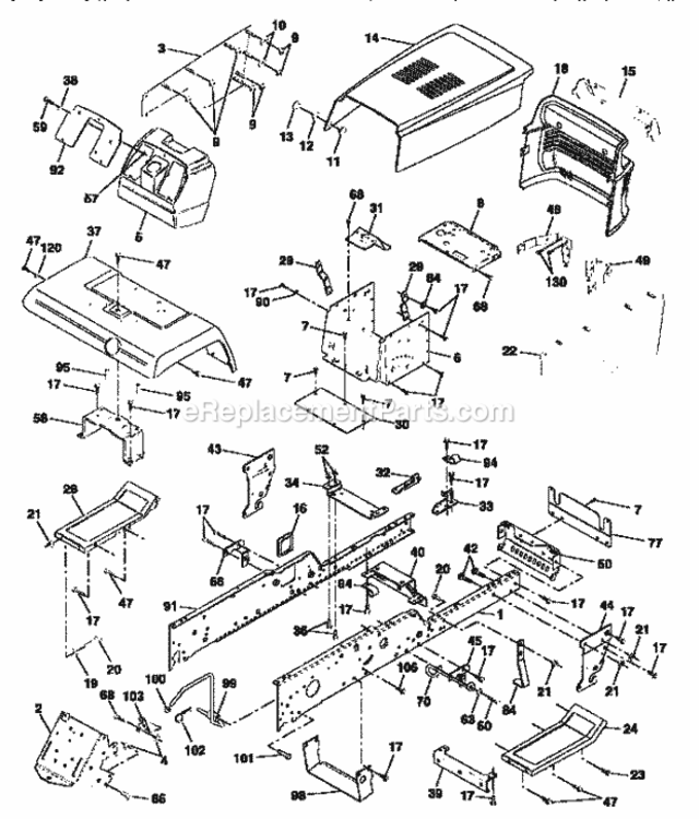 Page B Diagram and Parts List for 917258971  Craftsman Lawn Tractor