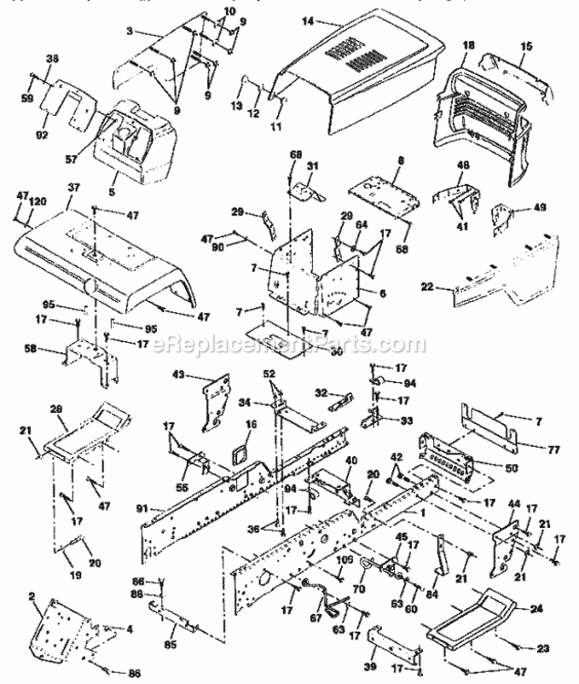 Page B Diagram and Parts List for 917258980  Craftsman Lawn Tractor