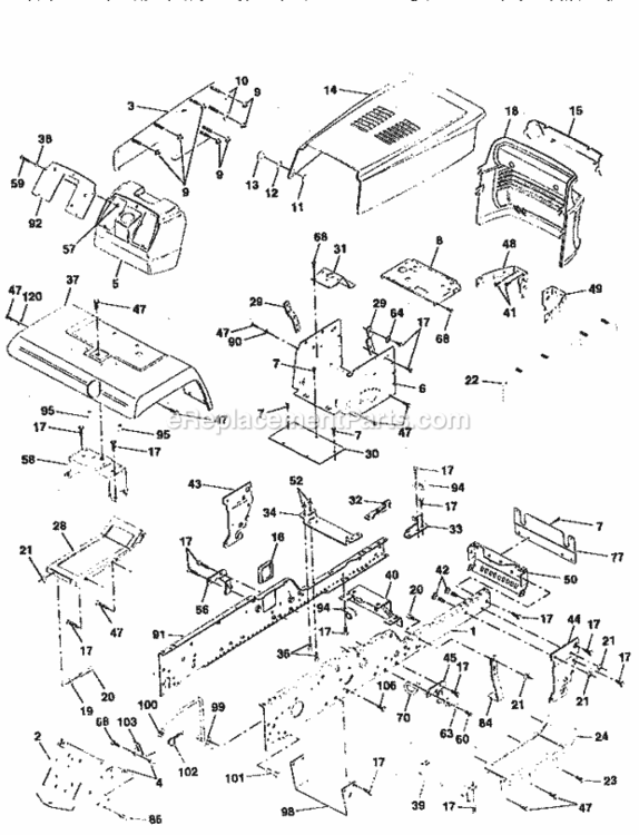 Page B Diagram and Parts List for 917258990  Craftsman Lawn Tractor