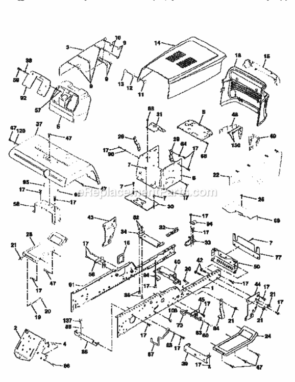 Page B Diagram and Parts List for 917259001  Craftsman Lawn Tractor