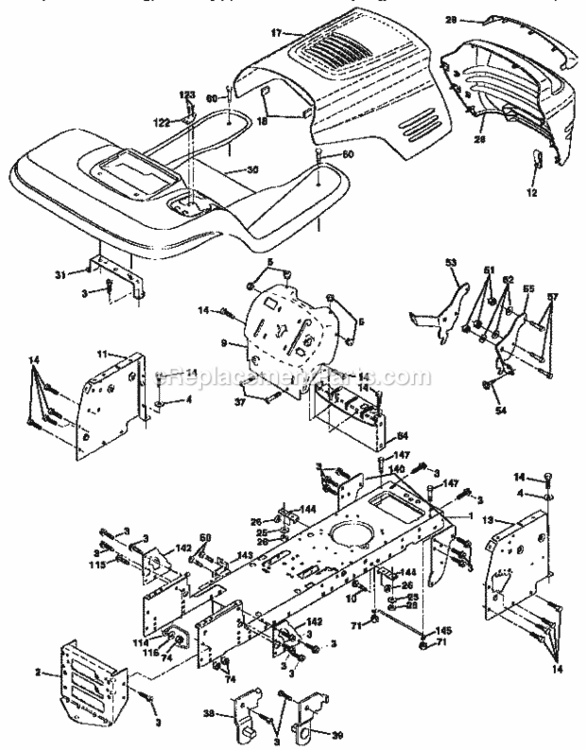 Page B Diagram and Parts List for 917259021  Craftsman Lawn Tractor