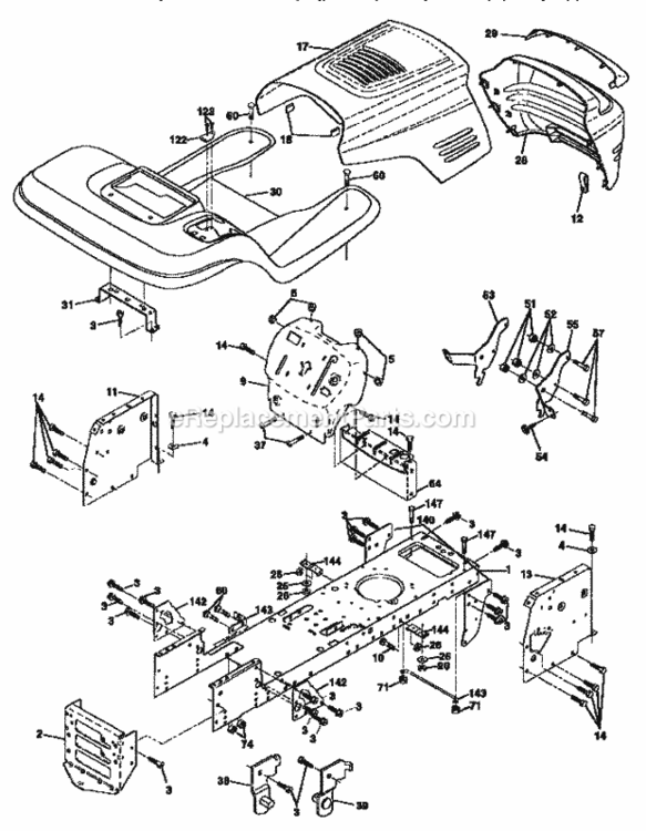 Page B Diagram and Parts List for 917259030  Craftsman Lawn Tractor