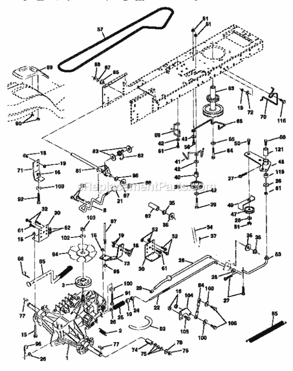 Page C Diagram and Parts List for 917259030  Craftsman Lawn Tractor