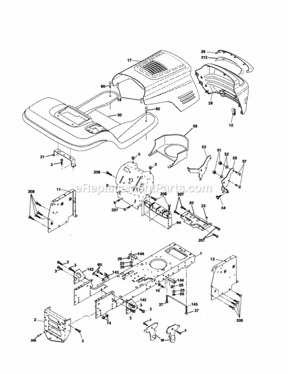 Page B Diagram and Parts List for 917259080  Craftsman Lawn Tractor