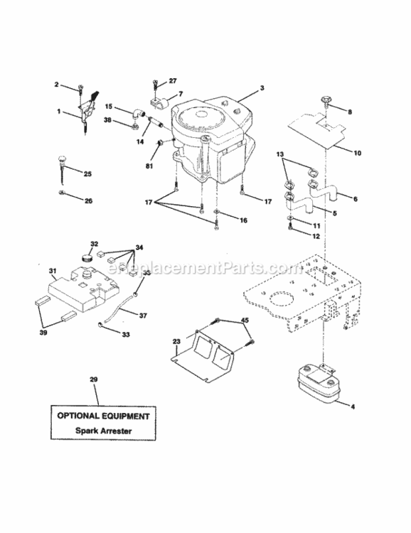 Page E Diagram and Parts List for 917259080  Craftsman Lawn Tractor
