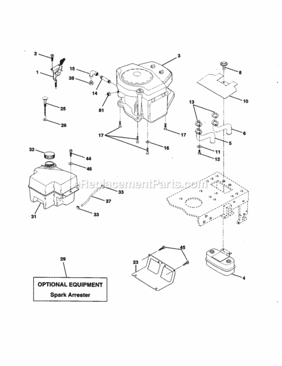 Page H Diagram and Parts List for 917259150  Craftsman Lawn Tractor