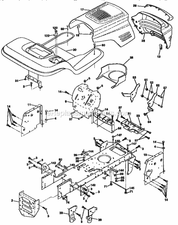 Page B Diagram and Parts List for 917259161  Craftsman Lawn Tractor
