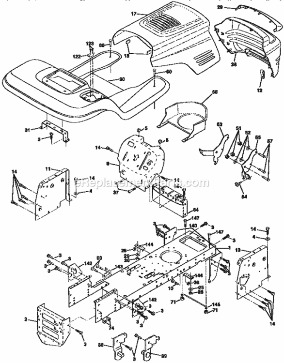 Page B Diagram and Parts List for 917259170  Craftsman Lawn Tractor