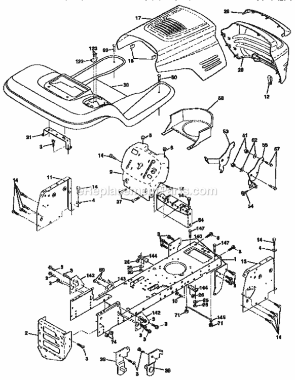Page B Diagram and Parts List for 917259171  Craftsman Lawn Tractor