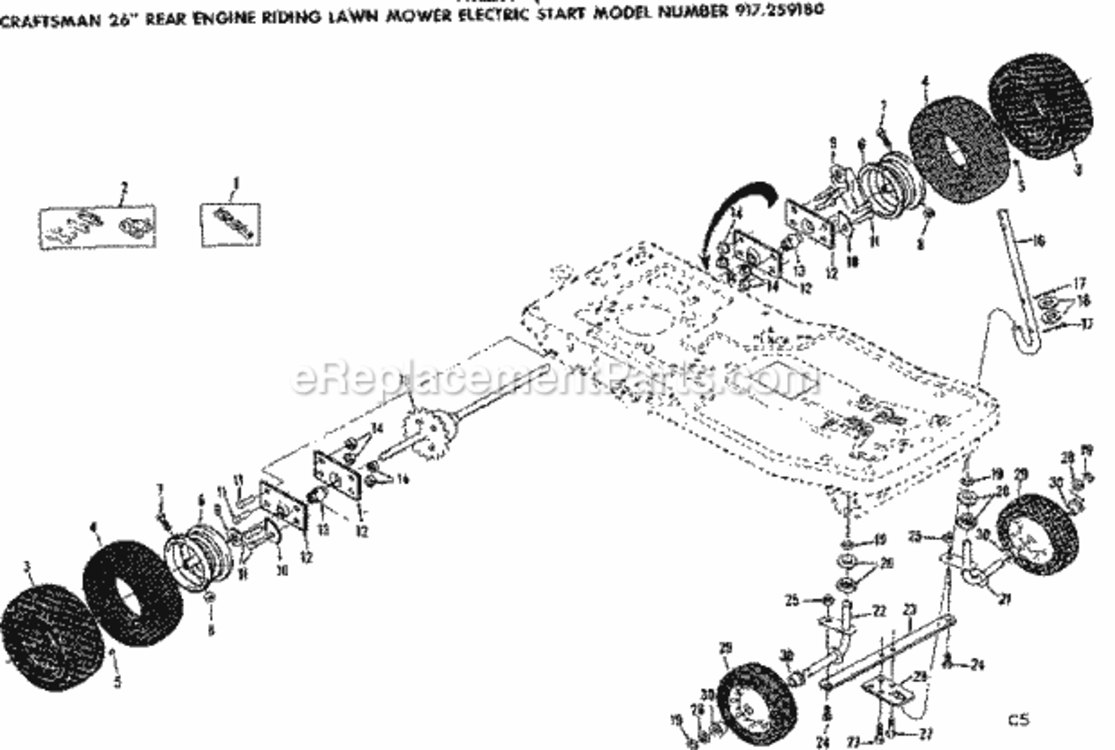 Page C Diagram and Parts List for 917259180  Craftsman Lawn Tractor