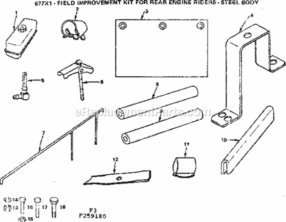 Page F Diagram and Parts List for 917259180  Craftsman Lawn Tractor