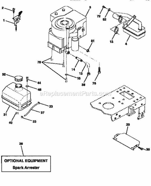 Page H Diagram and Parts List for 917259340  Craftsman Lawn Tractor