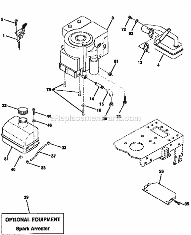 Page H Diagram and Parts List for 917259380  Craftsman Lawn Tractor