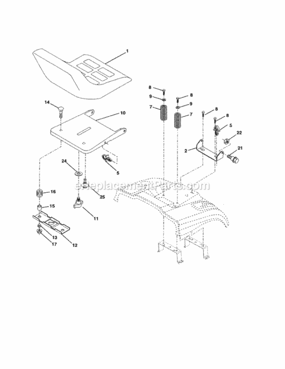 Page E Diagram and Parts List for 917259443  Craftsman Lawn Tractor
