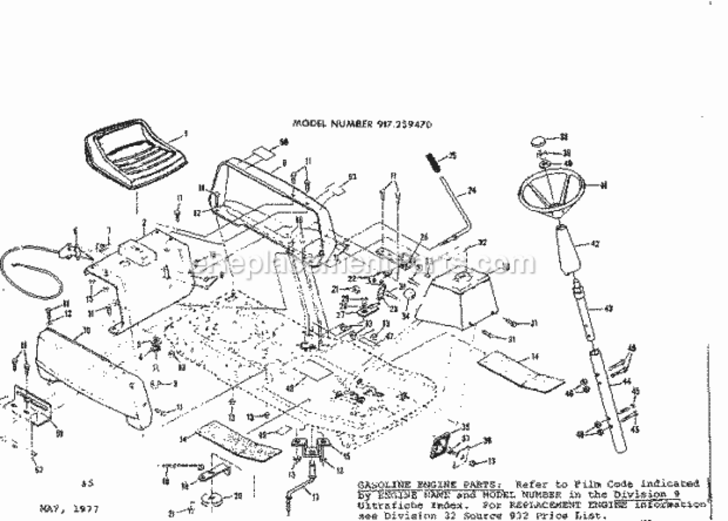 Page A Diagram and Parts List for 917259470  Craftsman Lawn Tractor